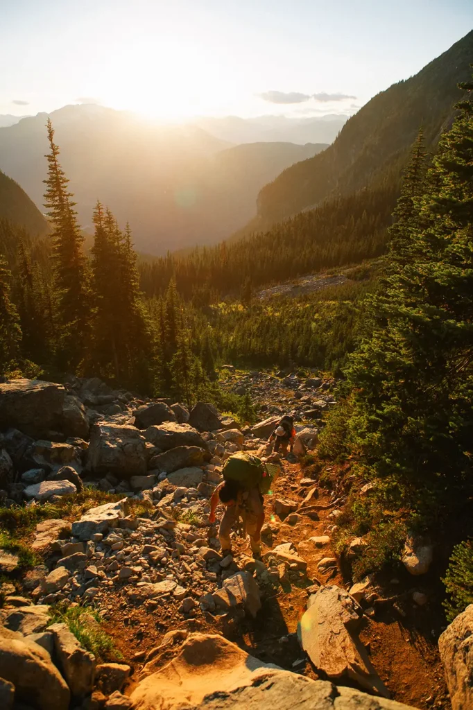 Steep trail at the sunset
