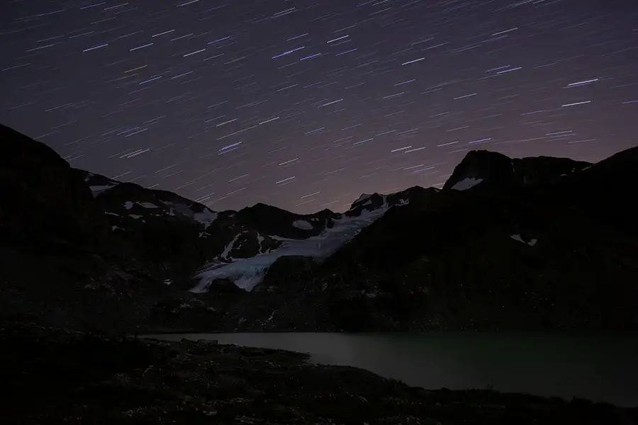 Starry sky at wedgemount lake